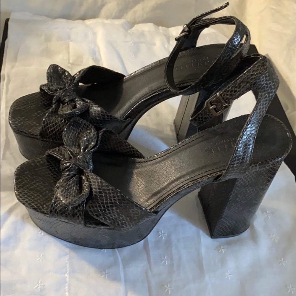 Snake Print Block Heeled Platform Sandals